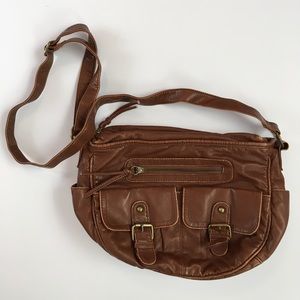 Faux leather crossbody purse; messenger bag